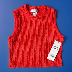 Love Poem by Block Sleeveless Textured Top Size Large Iris Red NWT